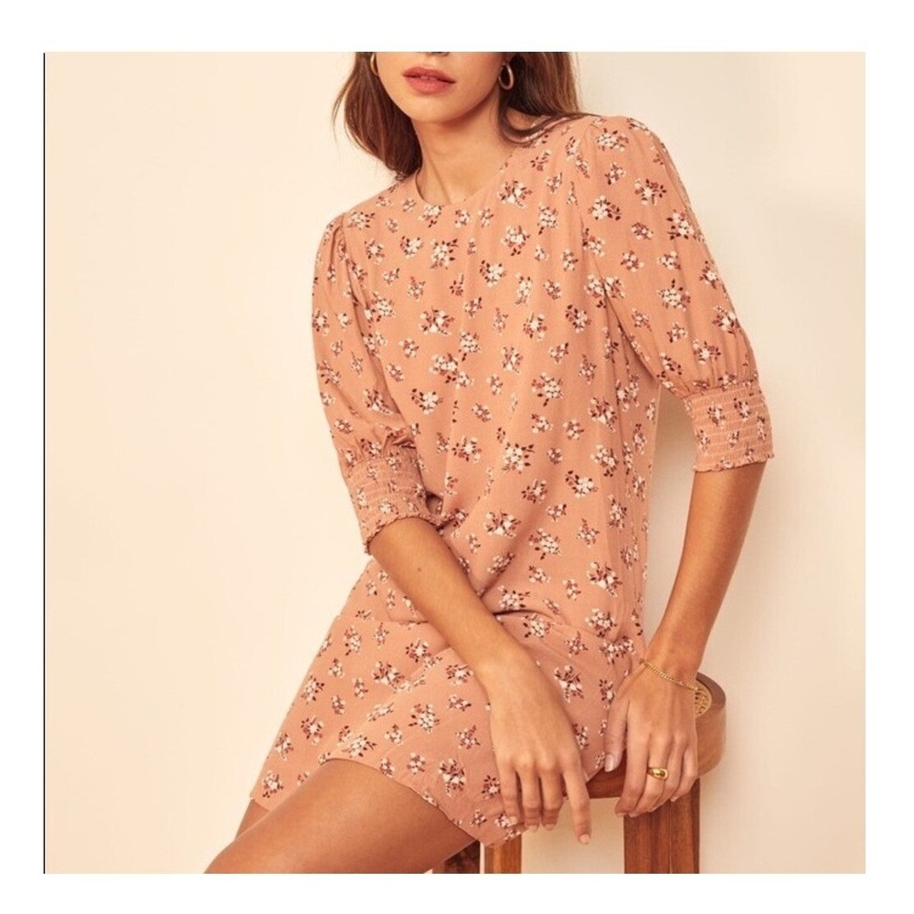 Reformation Lea Mini Dress Size Small In a Floral Peachy Spring New With Tags